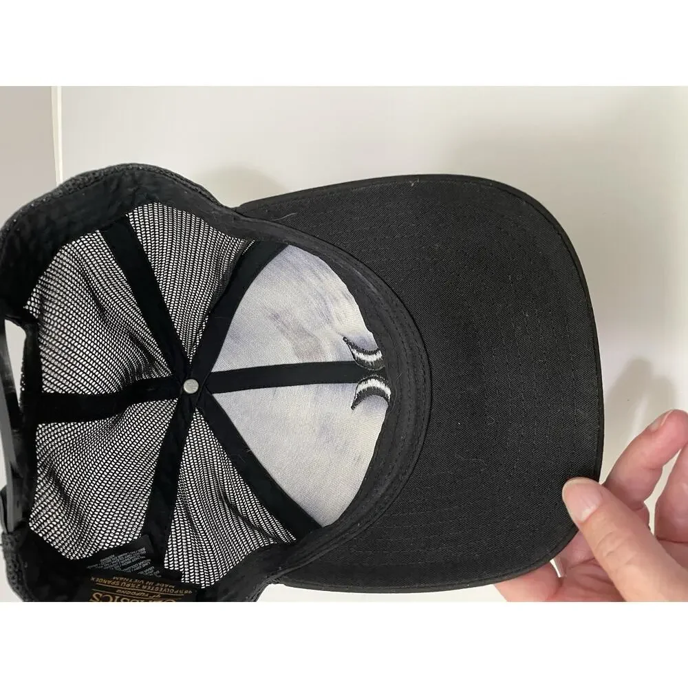 Hurley Black Trucker Hat Cap Tonal Logo Mesh Back SnapBack One Size